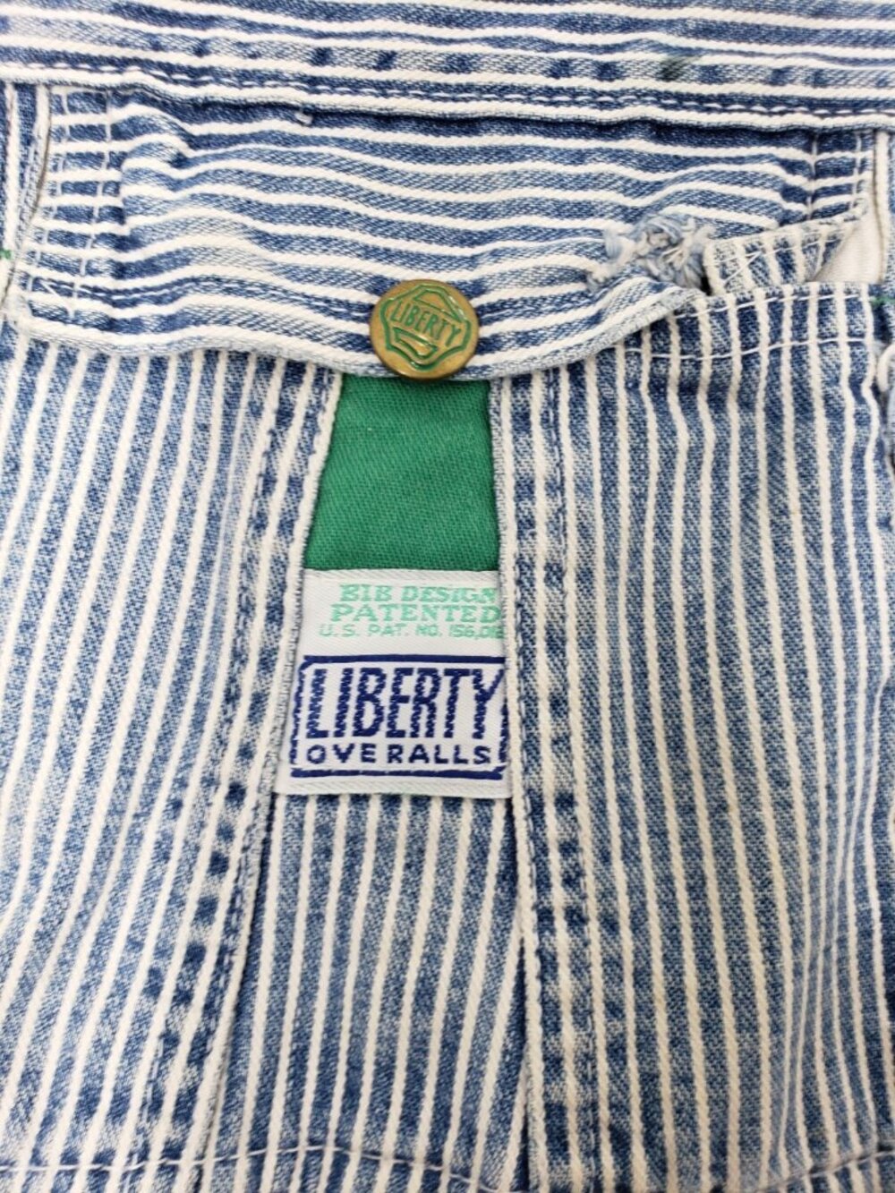 Vintage Liberty Hickory Stripe Bib Overalls Railroad Denim Workwear USA - Picture 3 of 16